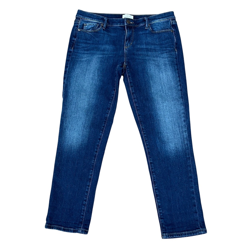 Loft Outlet Modern Denim Crop‎ Jeans Womens Sz 4 Dark Wash Straight Leg Mid Rise